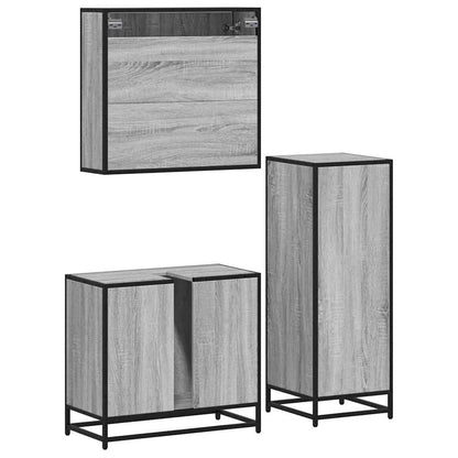 3 Piece Bathroom Furniture Set Grey Sonoma Engineered Wood