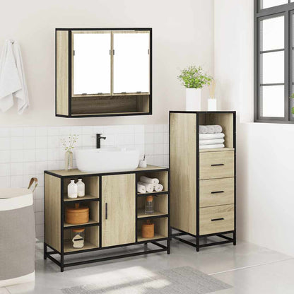 3 Piece Bathroom Furniture Set Sonoma Oak Engineered Wood