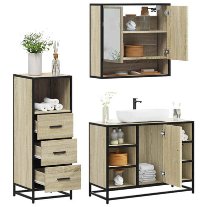 3 Piece Bathroom Furniture Set Sonoma Oak Engineered Wood