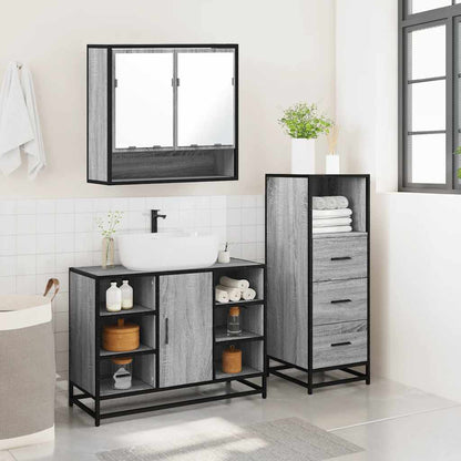 3 Piece Bathroom Furniture Set Grey Sonoma Engineered Wood