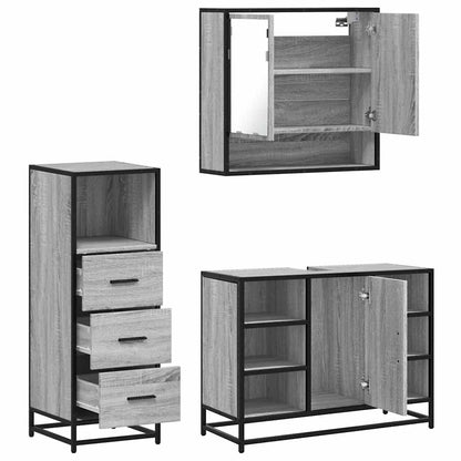 3 Piece Bathroom Furniture Set Grey Sonoma Engineered Wood