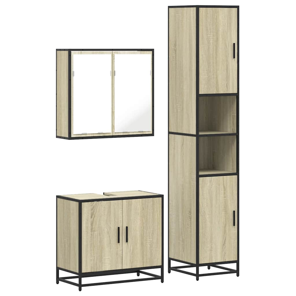 4 Piece Bathroom Furniture Set Sonoma Oak Engineered Wood