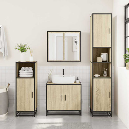 4 Piece Bathroom Furniture Set Sonoma Oak Engineered Wood