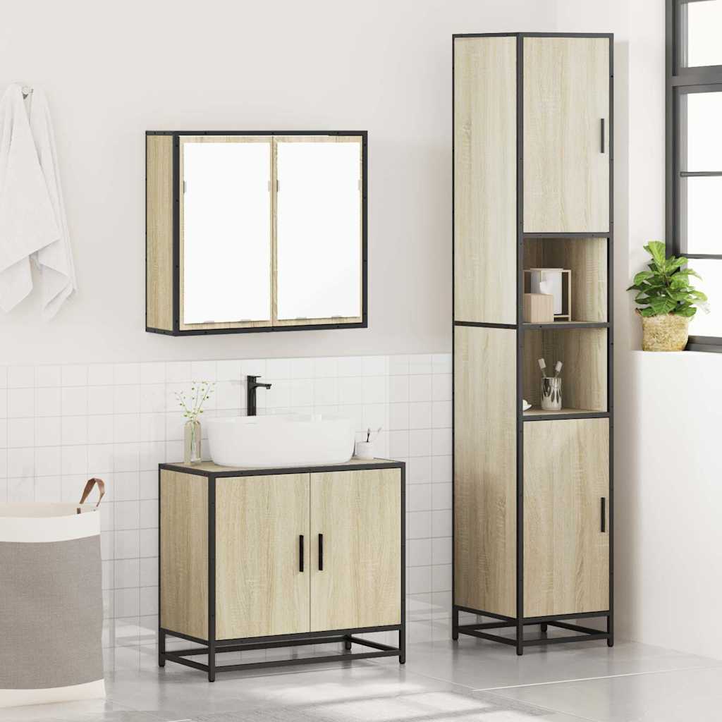 4 Piece Bathroom Furniture Set Sonoma Oak Engineered Wood