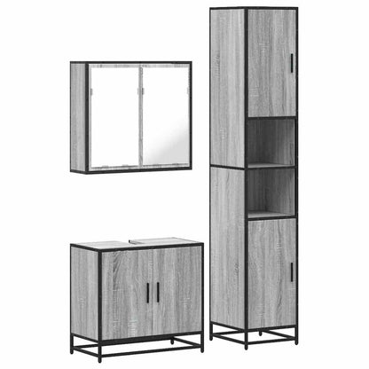 4 Piece Bathroom Furniture Set Grey Sonoma Engineered Wood