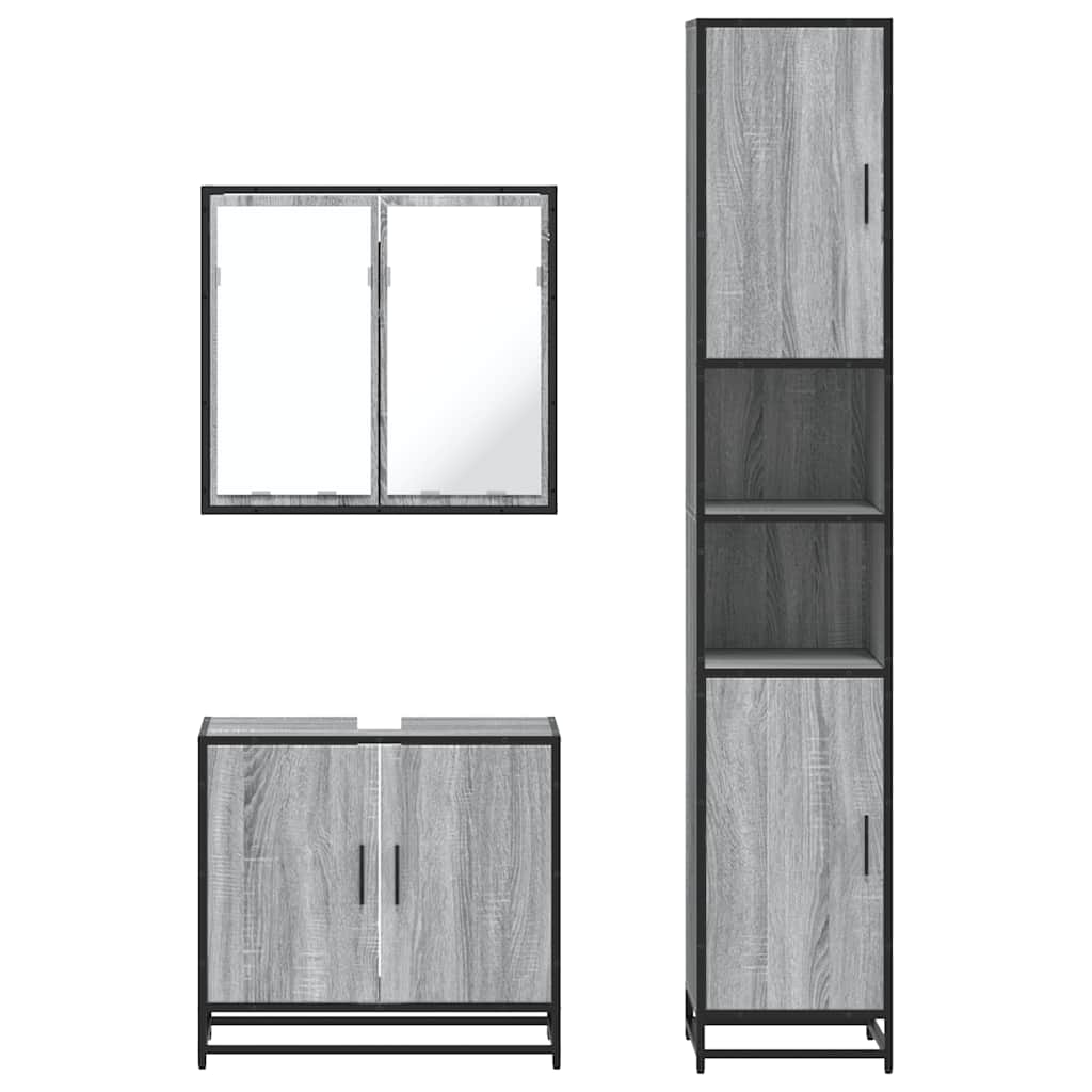 4 Piece Bathroom Furniture Set Grey Sonoma Engineered Wood