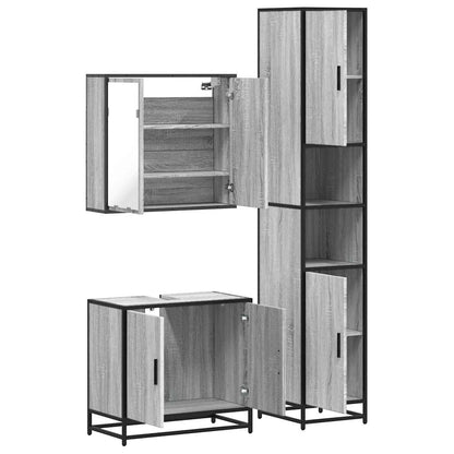 4 Piece Bathroom Furniture Set Grey Sonoma Engineered Wood