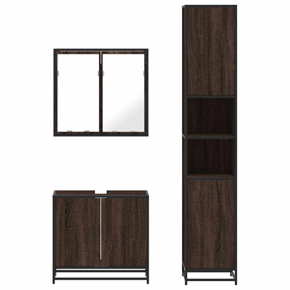 4 Piece Bathroom Furniture Set Brown Oak Engineered Wood