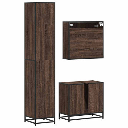 4 Piece Bathroom Furniture Set Brown Oak Engineered Wood