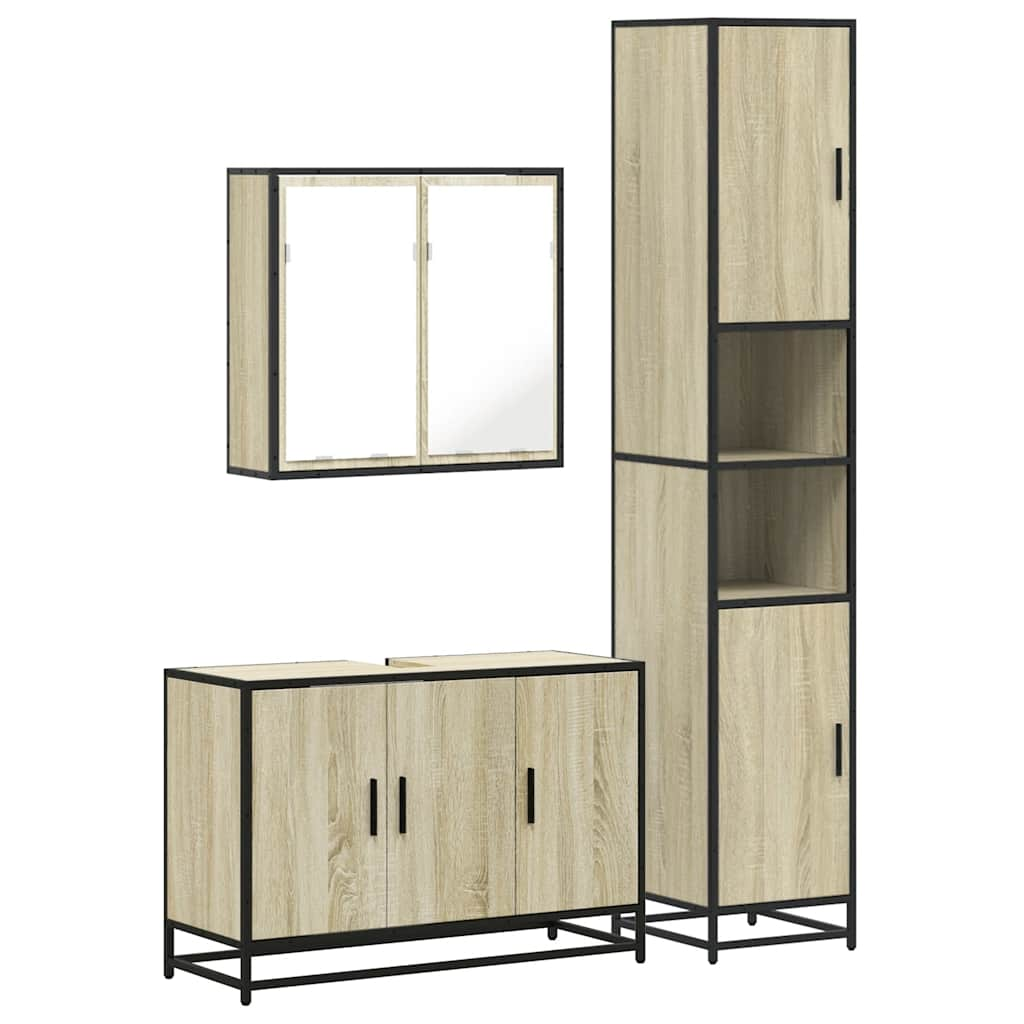 4 Piece Bathroom Furniture Set Sonoma Oak Engineered Wood