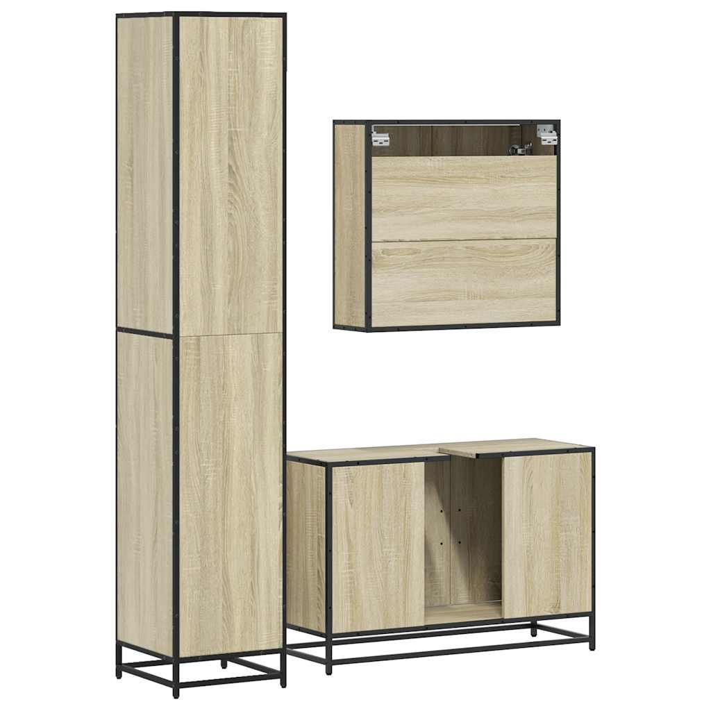 4 Piece Bathroom Furniture Set Sonoma Oak Engineered Wood