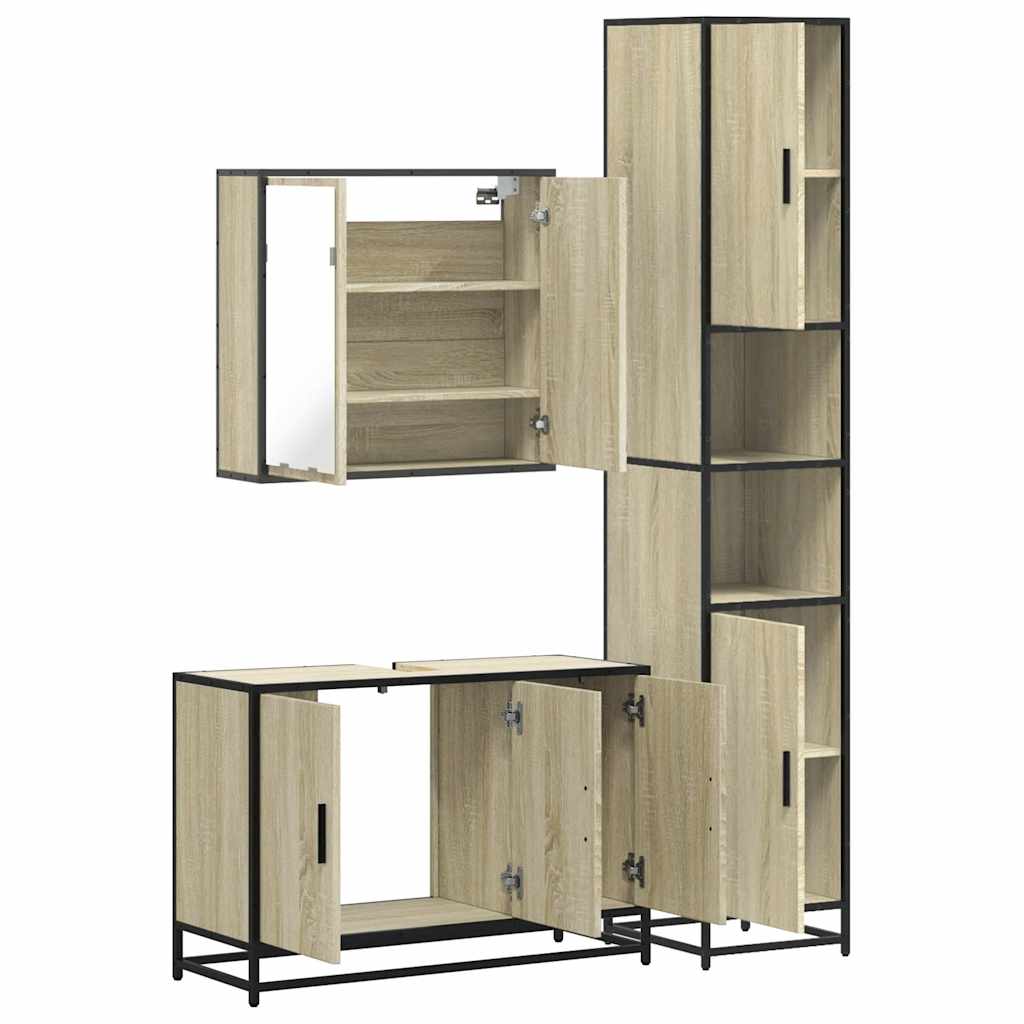 4 Piece Bathroom Furniture Set Sonoma Oak Engineered Wood