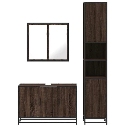 4 Piece Bathroom Furniture Set Brown Oak Engineered Wood