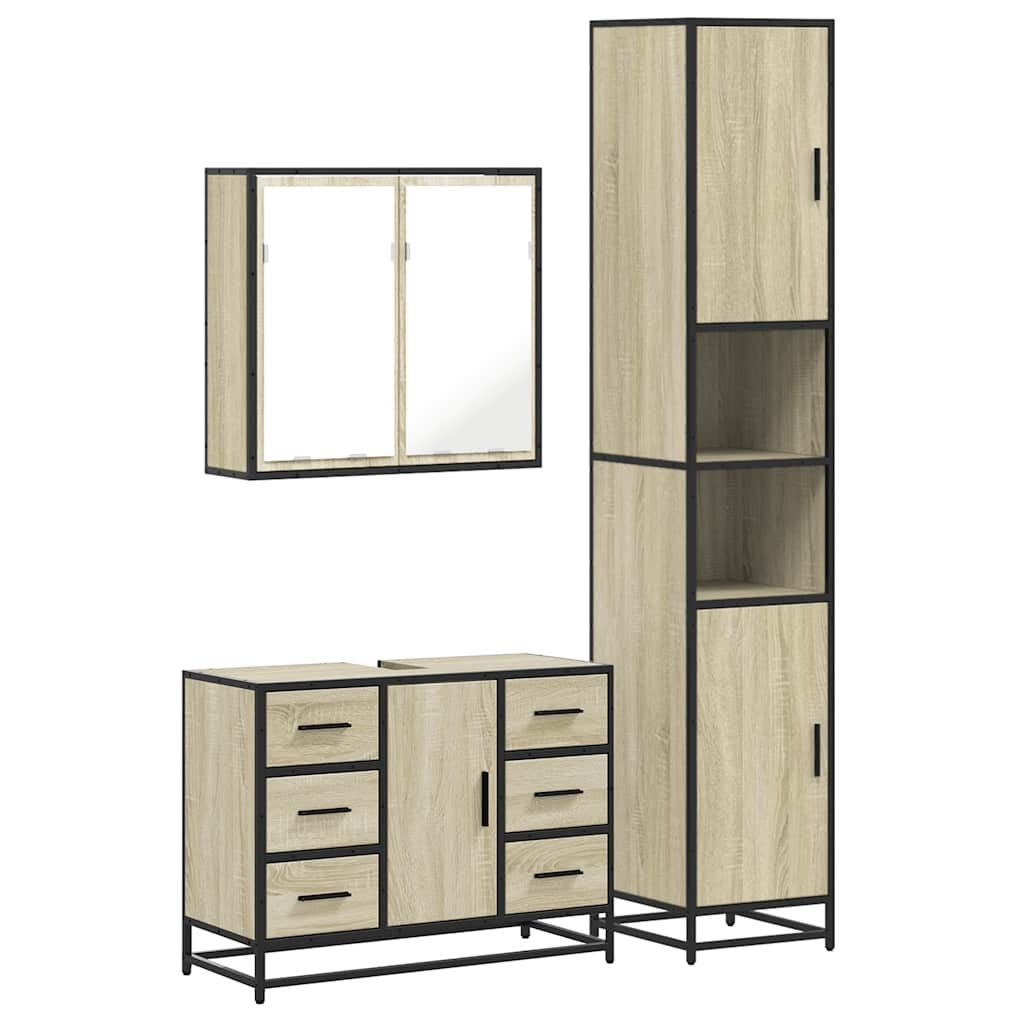 4 Piece Bathroom Furniture Set Sonoma Oak Engineered Wood