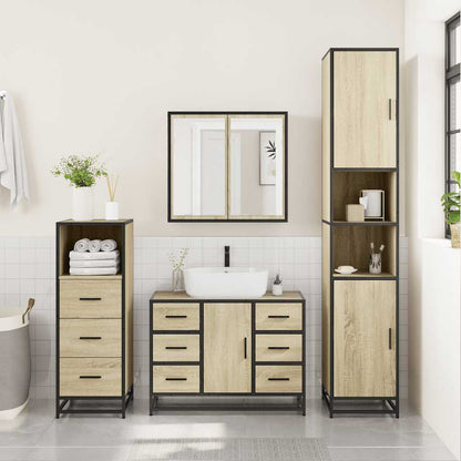 4 Piece Bathroom Furniture Set Sonoma Oak Engineered Wood