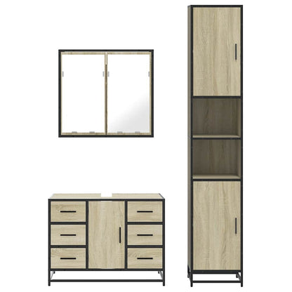 4 Piece Bathroom Furniture Set Sonoma Oak Engineered Wood