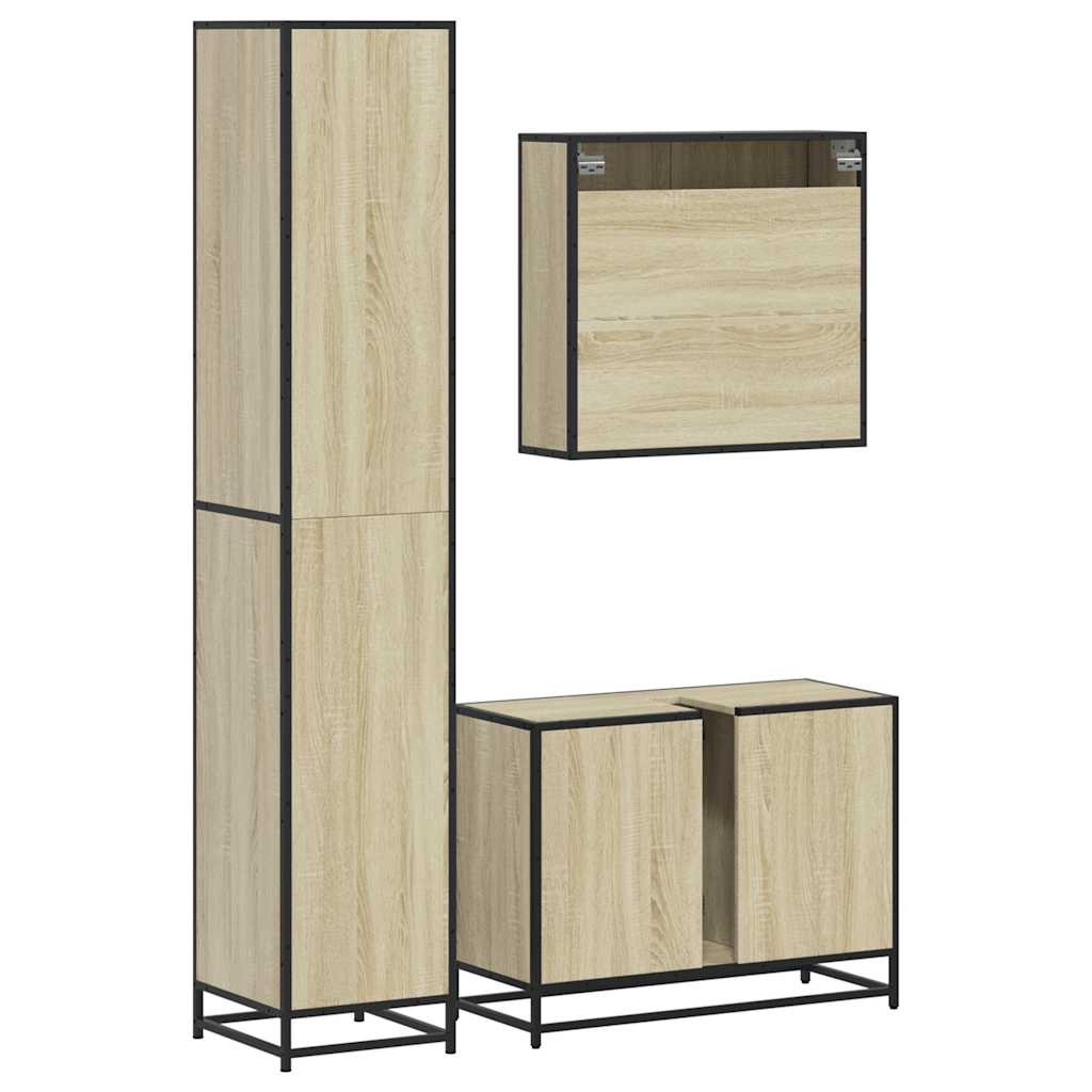 4 Piece Bathroom Furniture Set Sonoma Oak Engineered Wood