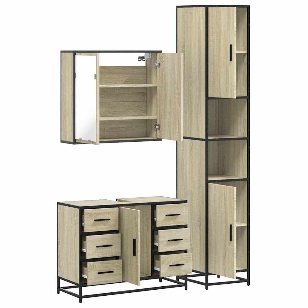 4 Piece Bathroom Furniture Set Sonoma Oak Engineered Wood