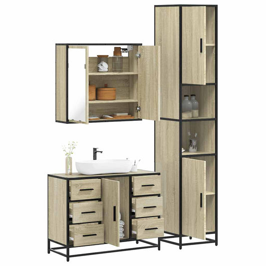 4 Piece Bathroom Furniture Set Sonoma Oak Engineered Wood