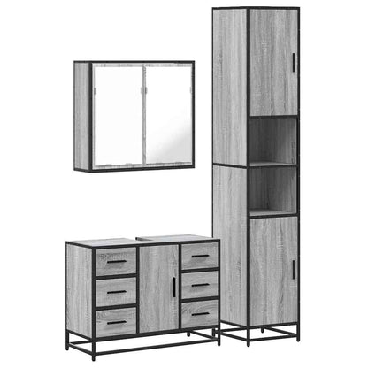 4 Piece Bathroom Furniture Set Grey Sonoma Engineered Wood