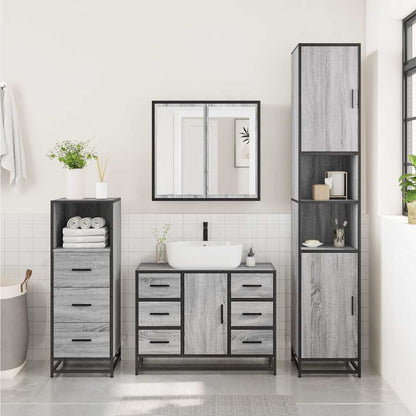 4 Piece Bathroom Furniture Set Grey Sonoma Engineered Wood