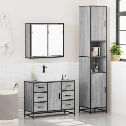 4 Piece Bathroom Furniture Set Grey Sonoma Engineered Wood