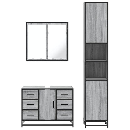 4 Piece Bathroom Furniture Set Grey Sonoma Engineered Wood