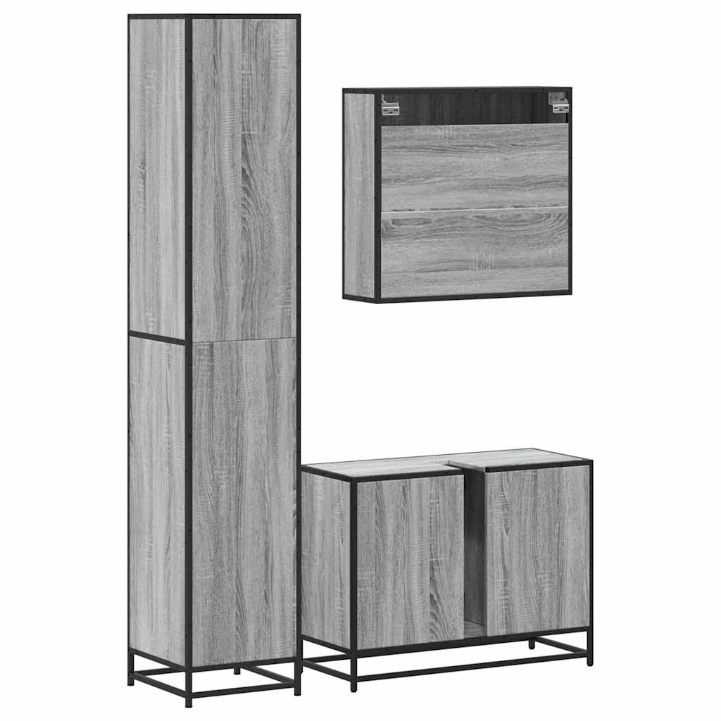 4 Piece Bathroom Furniture Set Grey Sonoma Engineered Wood