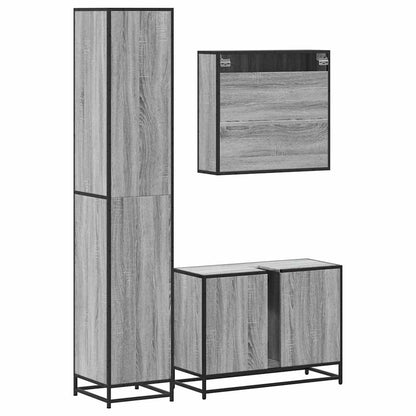 4 Piece Bathroom Furniture Set Grey Sonoma Engineered Wood