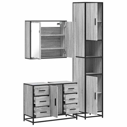 4 Piece Bathroom Furniture Set Grey Sonoma Engineered Wood