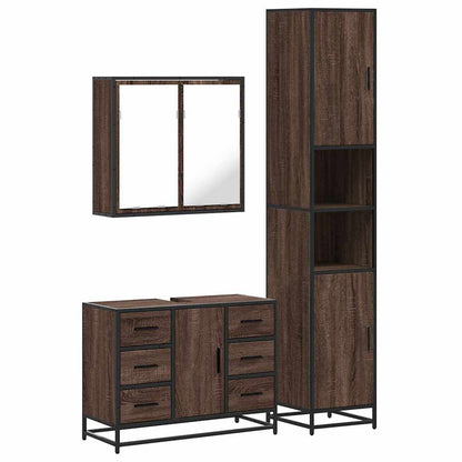 4 Piece Bathroom Furniture Set Brown Oak Engineered Wood