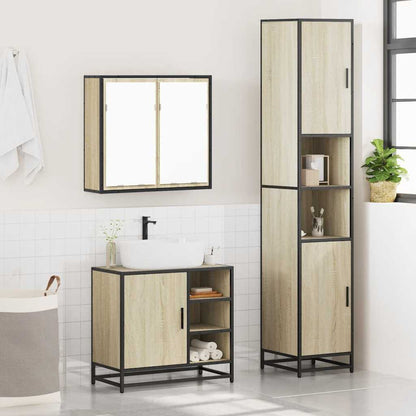 4 Piece Bathroom Furniture Set Sonoma Oak Engineered Wood