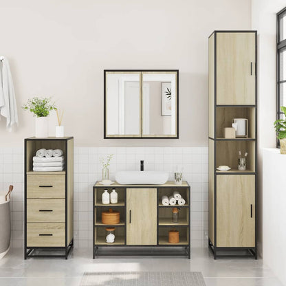 3 Piece Bathroom Furniture Set Sonoma Oak Engineered Wood