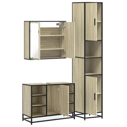 3 Piece Bathroom Furniture Set Sonoma Oak Engineered Wood