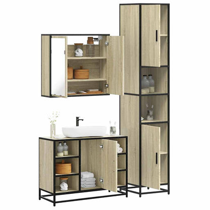 3 Piece Bathroom Furniture Set Sonoma Oak Engineered Wood