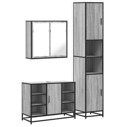 4 Piece Bathroom Furniture Set Grey Sonoma Engineered Wood