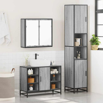 4 Piece Bathroom Furniture Set Grey Sonoma Engineered Wood