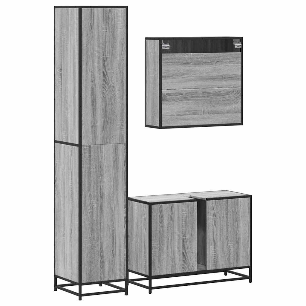 4 Piece Bathroom Furniture Set Grey Sonoma Engineered Wood