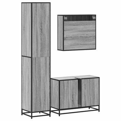 4 Piece Bathroom Furniture Set Grey Sonoma Engineered Wood