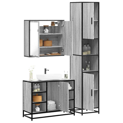 4 Piece Bathroom Furniture Set Grey Sonoma Engineered Wood