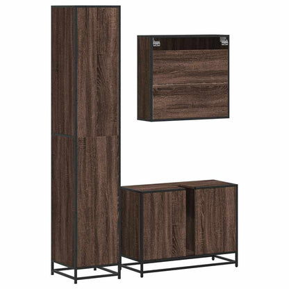 4 Piece Bathroom Furniture Set Brown Oak Engineered Wood