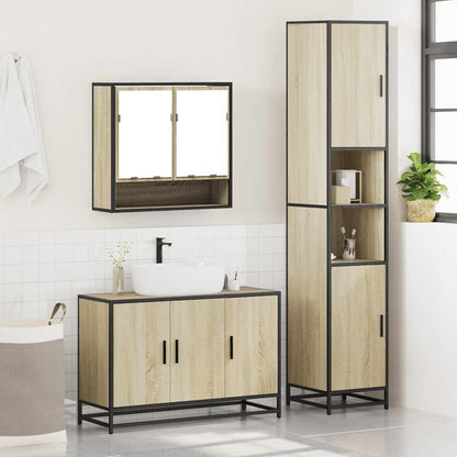 3 Piece Bathroom Furniture Set Sonoma Oak Engineered Wood