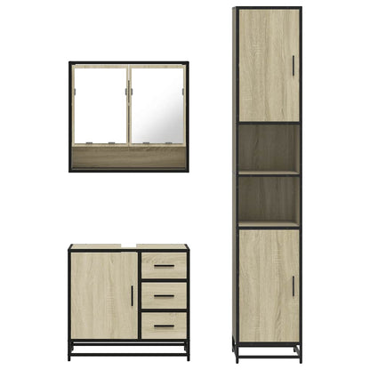 3 Piece Bathroom Furniture Set Sonoma Oak Engineered Wood