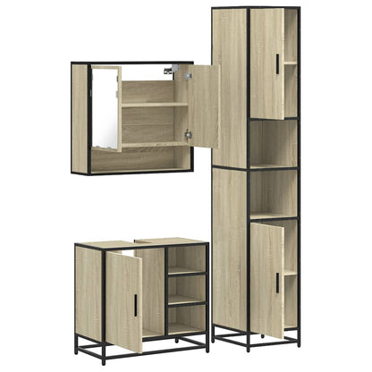 3 Piece Bathroom Furniture Set Sonoma Oak Engineered Wood