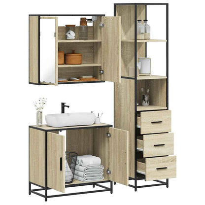 3 Piece Bathroom Furniture Set Sonoma Oak Engineered Wood