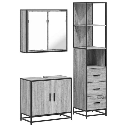 3 Piece Bathroom Furniture Set Grey Sonoma Engineered Wood