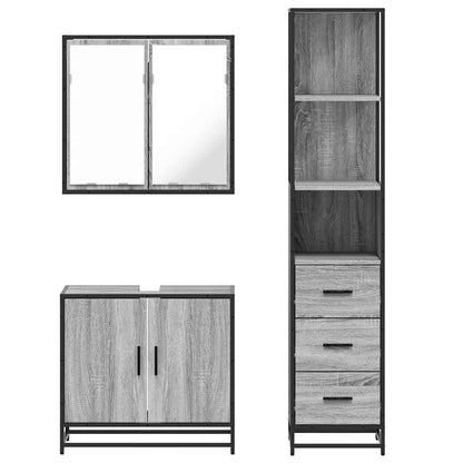 3 Piece Bathroom Furniture Set Grey Sonoma Engineered Wood