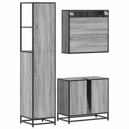 3 Piece Bathroom Furniture Set Grey Sonoma Engineered Wood