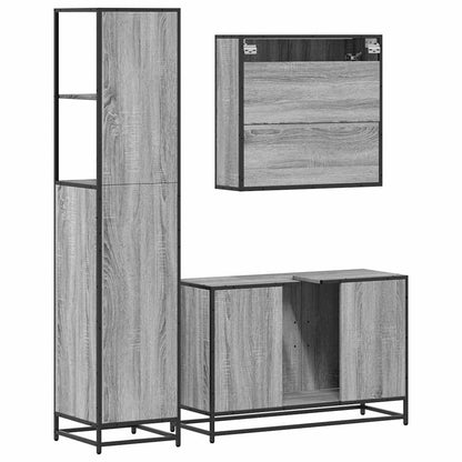 3 Piece Bathroom Furniture Set Grey Sonoma Engineered Wood