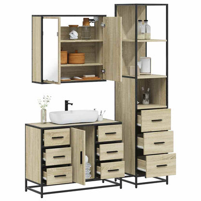 3 Piece Bathroom Furniture Set Sonoma Oak Engineered Wood